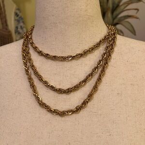 Vintage Napier Long Gold Chain Link Rope Necklace EUC
